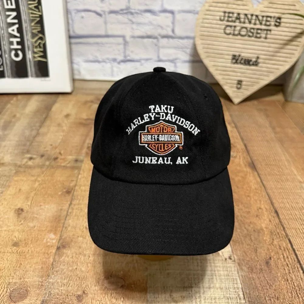 Harley-Davidson of Taku Juneau AK Embroidered Adjustable Strap Black cap hat